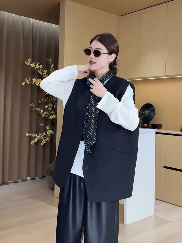 欧货小香风马甲坎肩女春秋季新款宽松显瘦百搭叠穿中长款马夹上衣|undefined