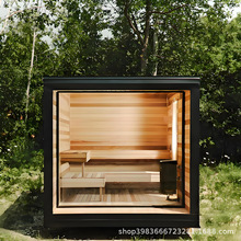 高端跨境方形铁杉木干蒸桑拿房汗蒸休闲木屋多尺寸可选带电炉桑拿