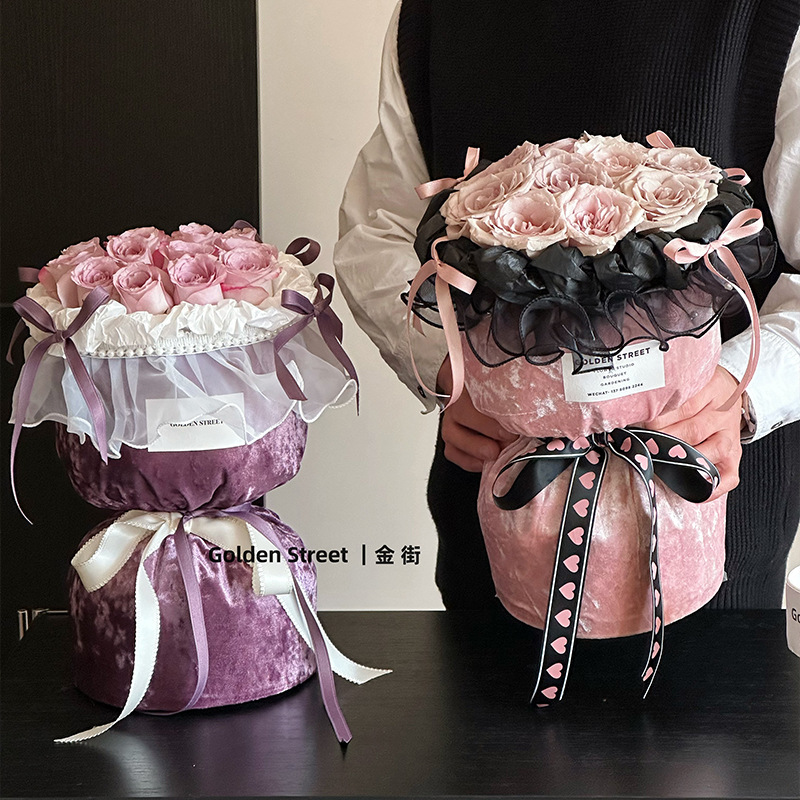 Pañuelo de embalaje de tela estilo ballet para el Día de San Valentín de Huaxi, de color sólido, estilo Chanel, para envolver flores, papel de regalo para decoración de flores.
