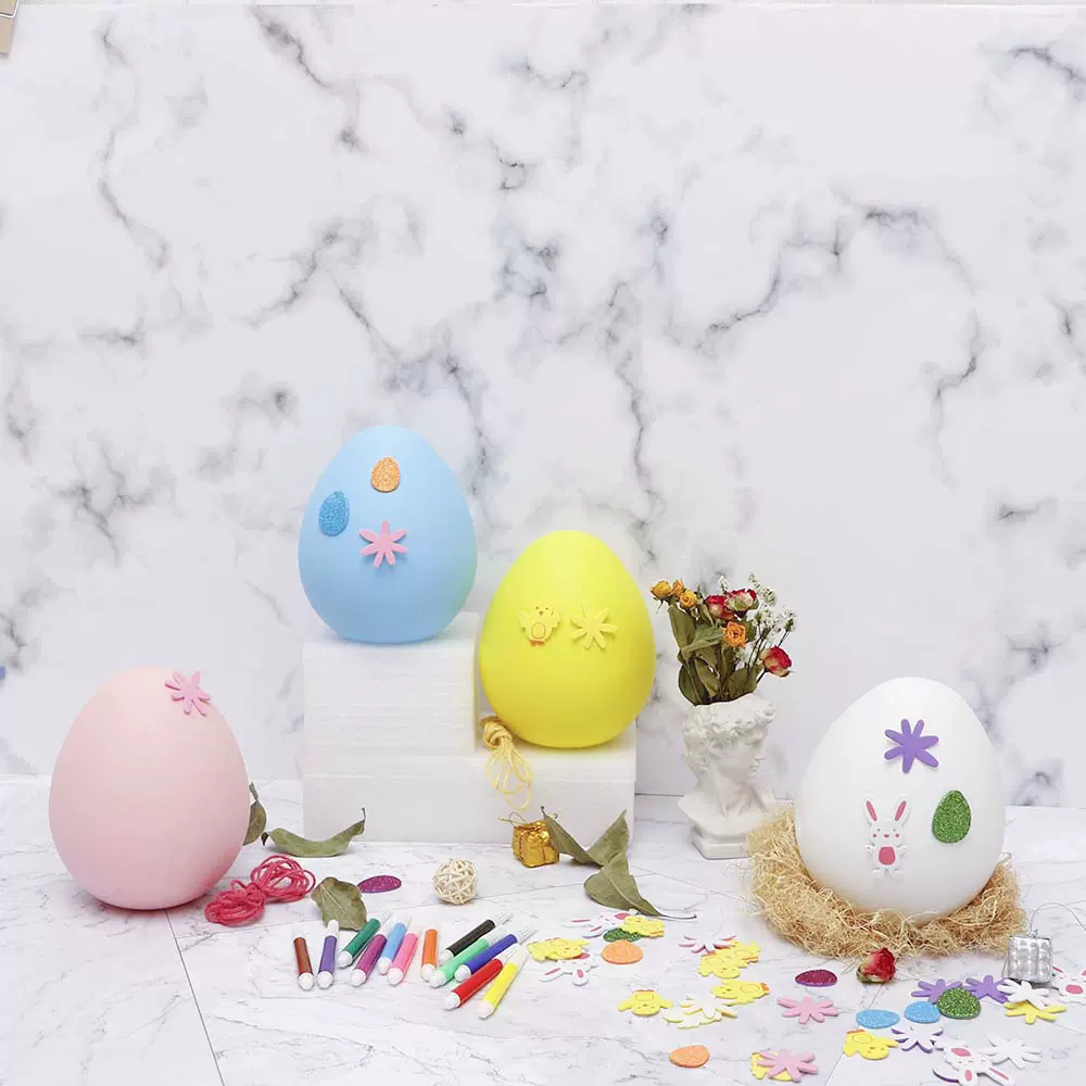 15cm手绘彩蛋儿童DIY手工制作玩具礼物复活节鸡蛋壳仿真摆地摊