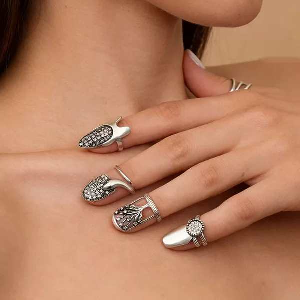 Cross-Border Jewelry Women's Tree of Life Ring Snake Open Adjustable Nail Art Ring Niche High-End Vintage Ring for Women