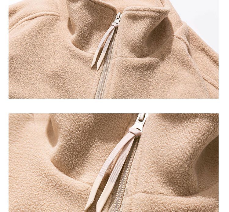 Nouvelle veste en laine d'agneau, sweat à capuche en polaire pour homme, col montant automne et hiver, polaire polaire, veste décontractée pour étudiant pour vêtements d'extérieur_voghion.com