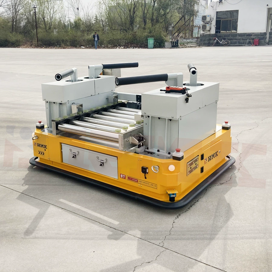 Прямые поставки с завода: 5-тонный интеллектуальный транспортный AGV с магнитной наземной дорожкой, останавливается при встрече с людьми, безрельсовый электрический плоский транспорт.