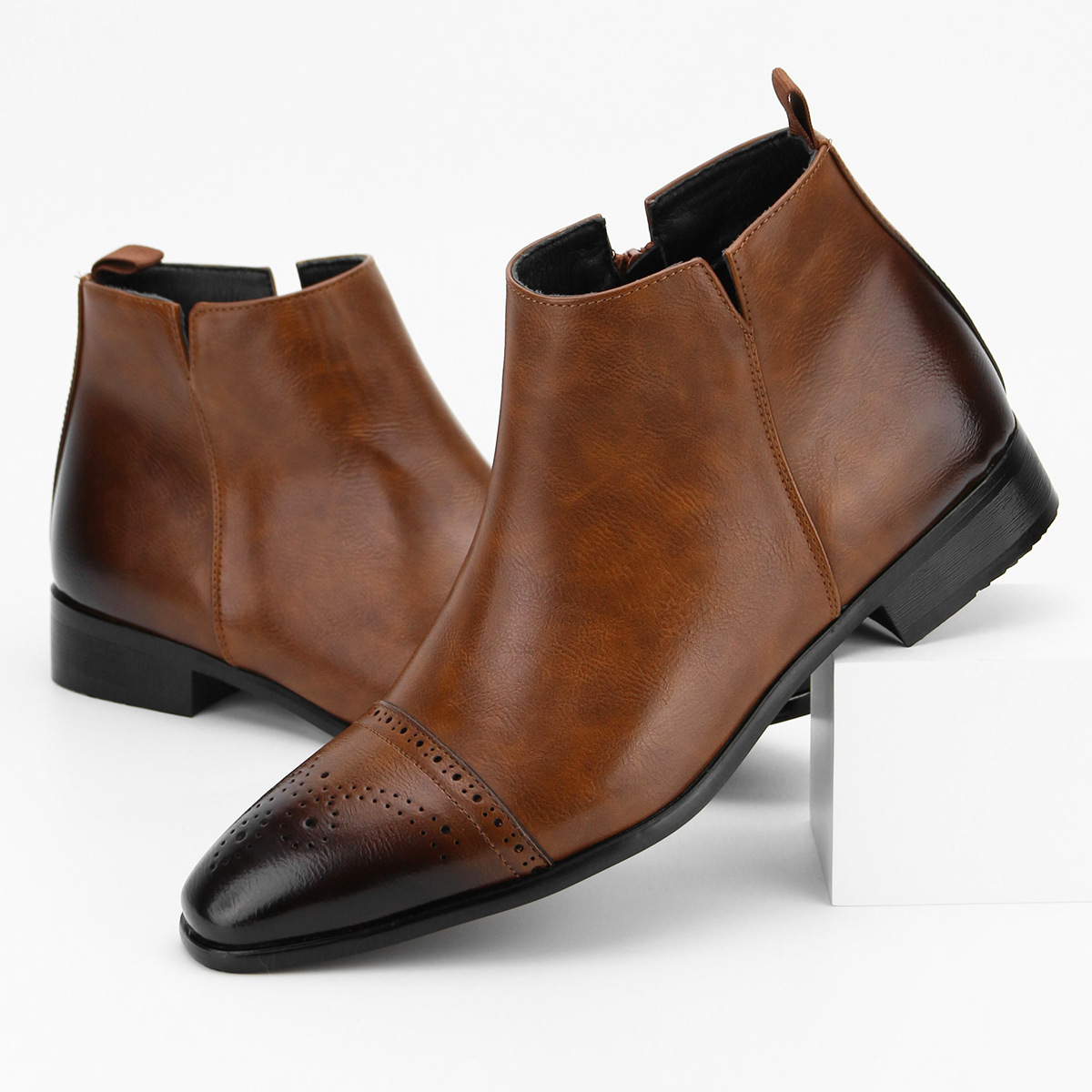 Plus-size men's shoes color retro men's boots_voghion.com