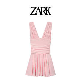ZARK 欧美新款时尚褶皱迷你连衣裙 跨境外贸女装批发 1528302621