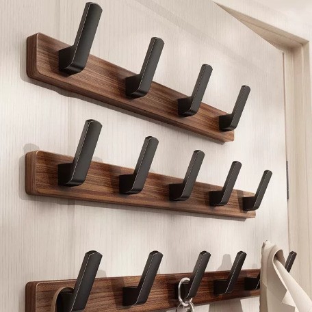 Cuarto de baño gancho de ropa de nogal negro gancho de ropa de baño gancho de toalla gancho de ropa gancho de fila oblicua gancho nórdico