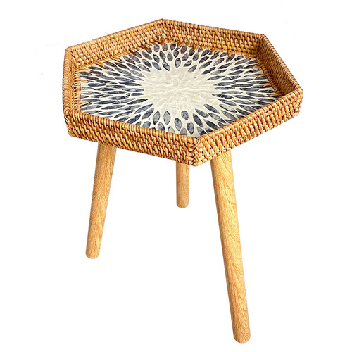 Handmade rattan shells, various colorful mother-of-pearl storage household coffee tables, light luxury modern high-end small side tables and fruit trays