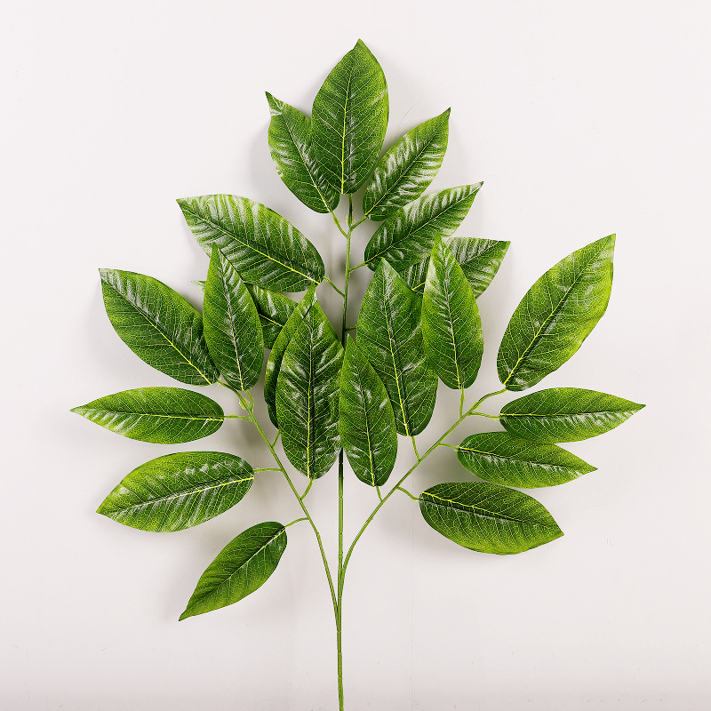 厂家婚庆仿真榕树叶 插花树枝园林发财叶摆件 装饰仿真植物榕树叶