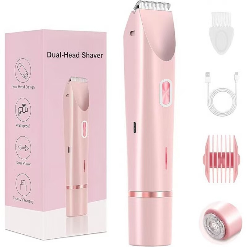Cross-border electric double-head shaver for women, waterproof full-body hair removal device, rechargeable portable private area trimmer Cross-border electric double-head shaver for women, waterproof full-body hair removal device, rechargeable portable private area trimmer