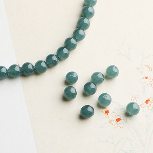 Natural A-Grade Jadeite Round Beads Zhengbing Old Blue Water Guatemala High-Quality Non-Mese Material Separated Beads DIY Bracelet with Beads