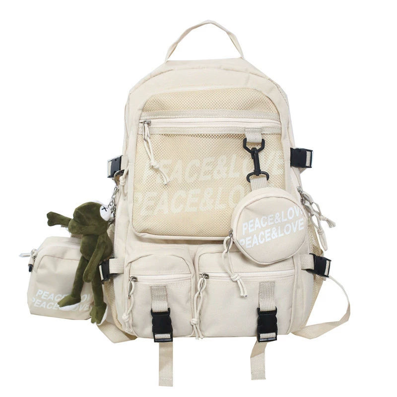 Backpack Korean style 2023, capacious school backpack, off‑white or black, average size