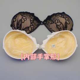 蕾丝加厚胸贴聚拢隐形文胸无钢圈印花内衣舒适无痕小胸显大批发