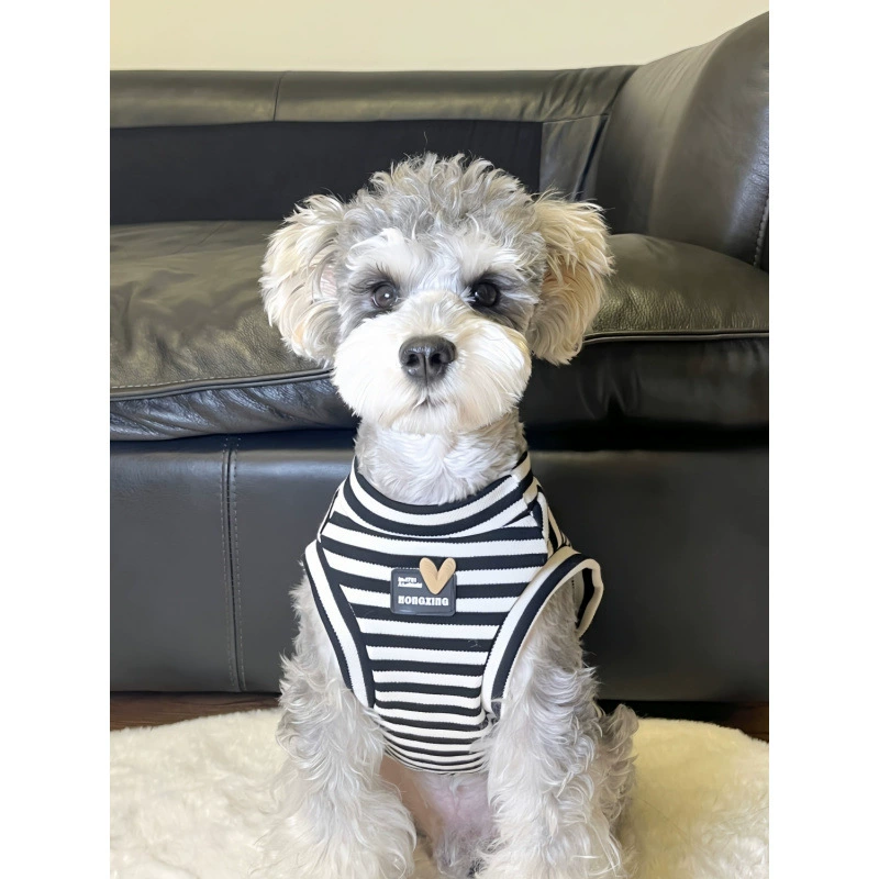 Одежда для домашних кошек и собак, летний черно-белый полосатый жилет без рукавов для дома, не линяющий шнауцер, шиба-ину, маленькие и средние собаки