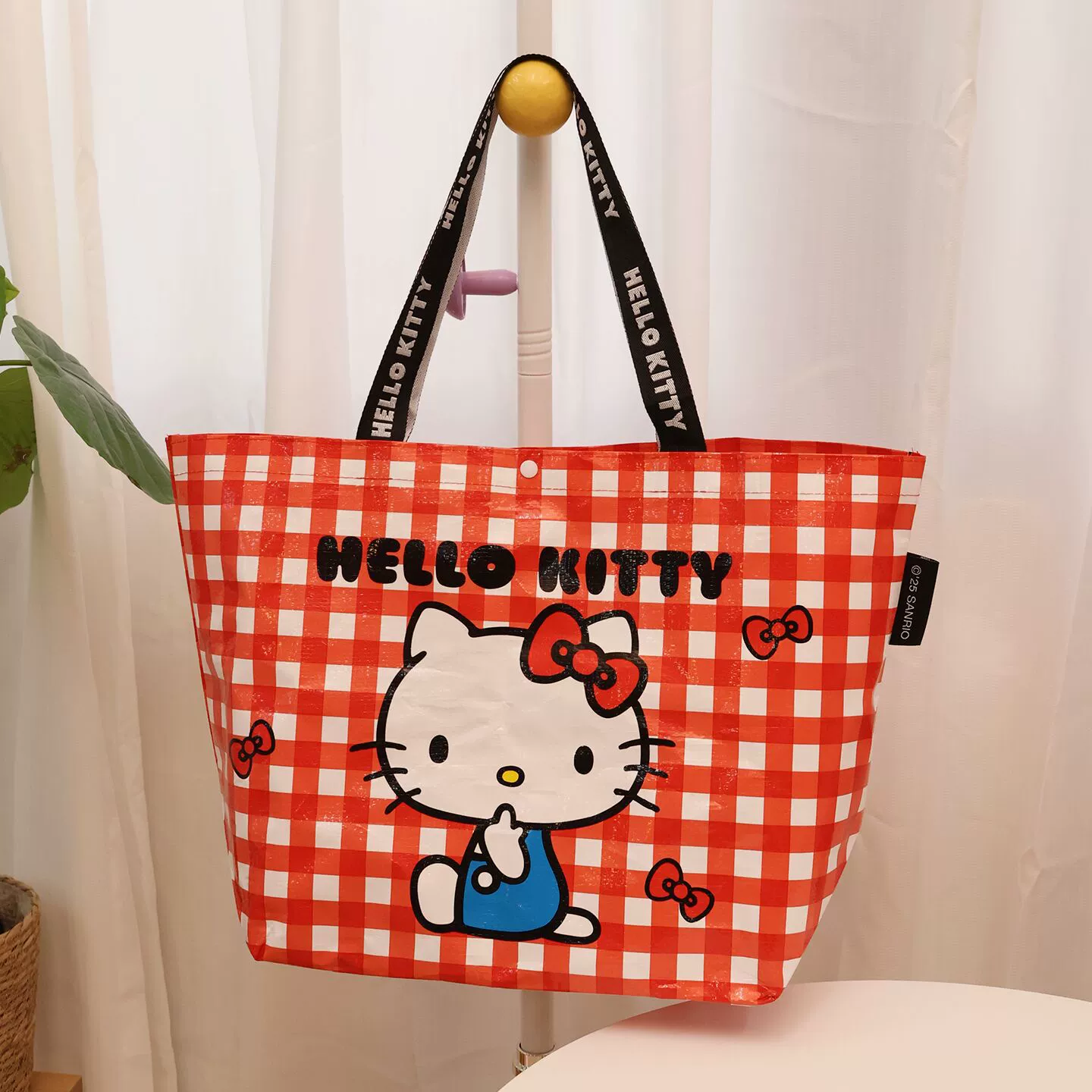 Hello kitty, настоящая ткацкая ручная сумка для покупок, складывающаяся сумка через плечо