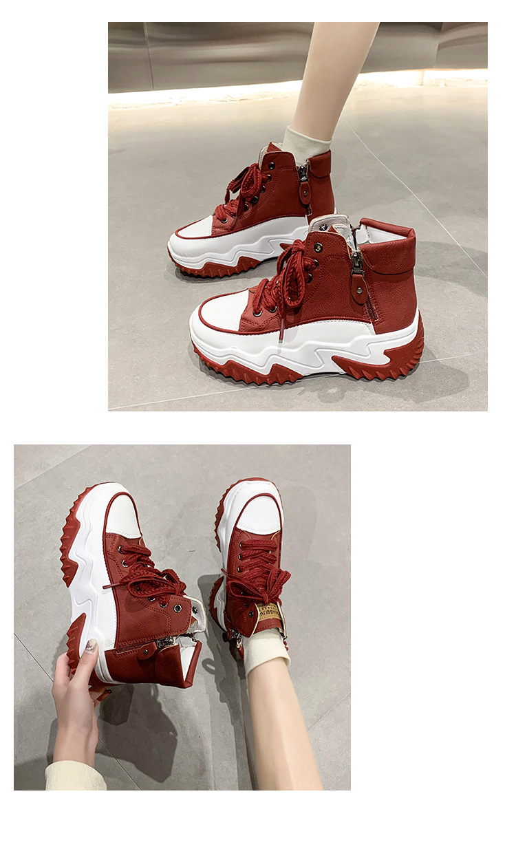 Korean style new dad shoes for women Women Sneakers Thick bottom front lace up sneakers for women Height increasing shoes for women_desvips.com