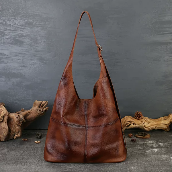 2025 New Large-Capacity Genuine Leather Bag Tote Armpit Shoulder Bag Retro Cowhide Personalized Wide Shoulder Strap Crossbody Bag for Women