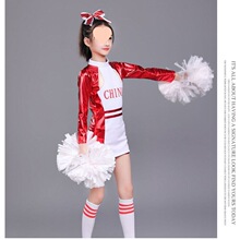 服装啦啦操服装舞台儿童会竞技套装运动舞蹈红表演服啦啦队演出服