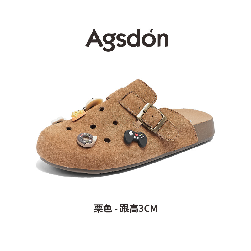 Augustion agujero de suela gruesa zapatillas Birkenjangwups mujer 2025 nuevo desgaste exterior de verano Baotou un pedal fondo suave medio arrastre