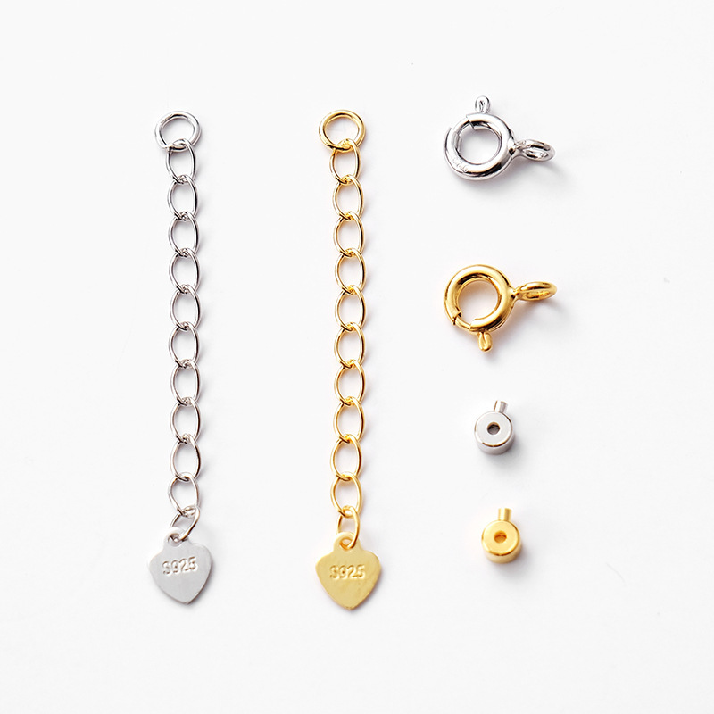 S925 Sterling Silver Gold-Plated Necklace End Clasp Positioning Bead Accessories DIY Wire Bead Tail Clasp DIY Handmade S925 Sterling Silver Gold-Plated Necklace End Clasp Positioning Bead Accessories DIY Wire Bead Tail Clasp DIY Handmade