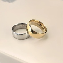 跨境时尚简约光面钛钢戒指 欧美小众气质情侣指环流行手饰品批发