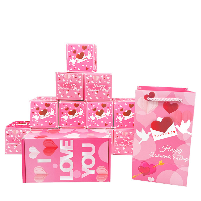 Día de San Valentín sorpresa Bounce caja te amo ciego caja aniversario regalo para niñas pareja creativa caja de regalo sobre rojo