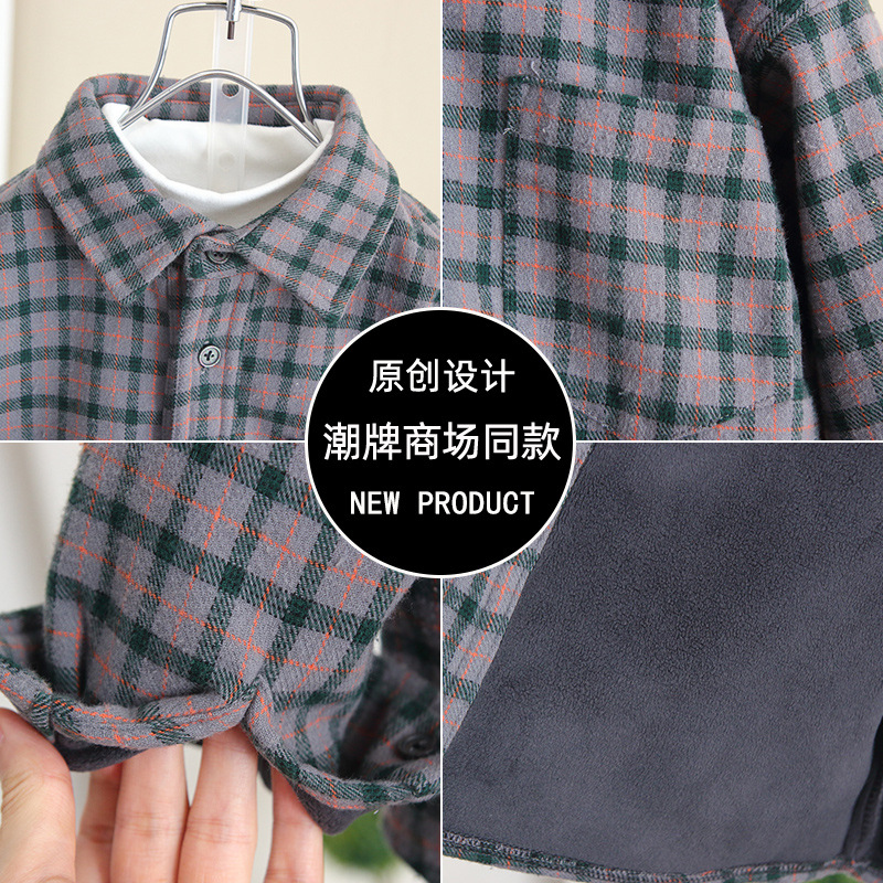 6923 invierno para niños más chaqueta de camisa de terciopelo 2025 nuevo niño todo en uno terciopelo ropa de moda para bebés de principios de invierno