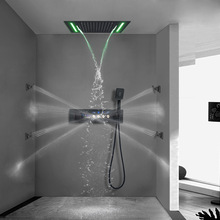 新款遥控LED数显淋浴花洒套装全铜增压恒温浴室暗装花洒淋浴器
