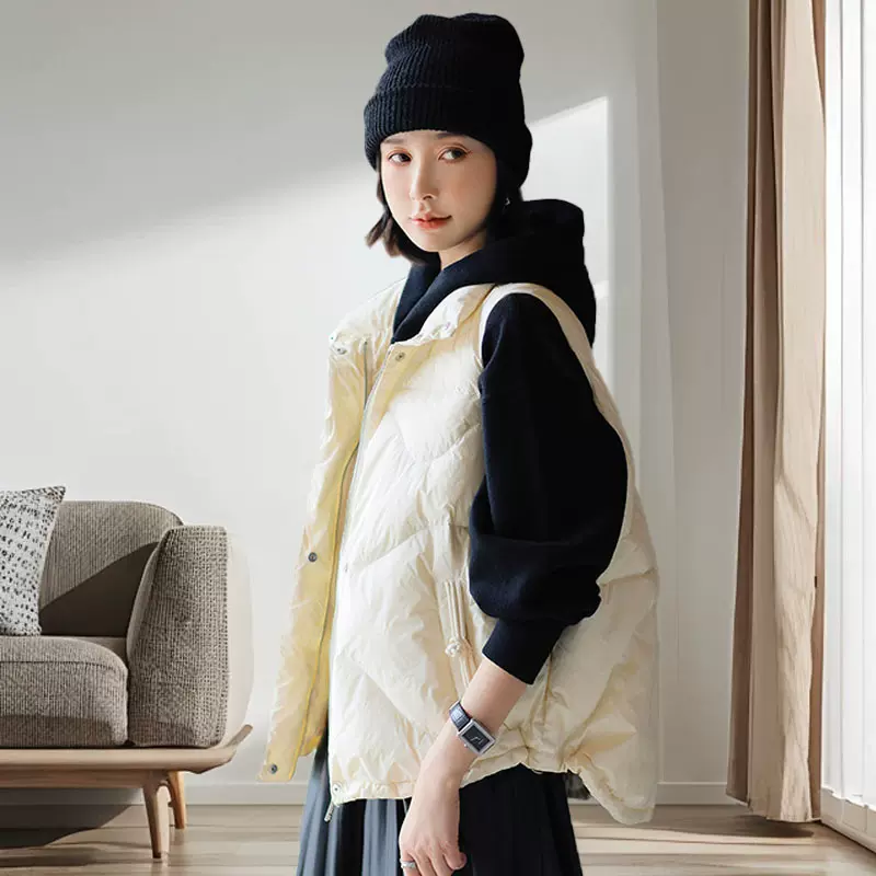 马甲羽绒女款女平湖冬季女外套女短款鸭绒背心无袖羽绒服马夹