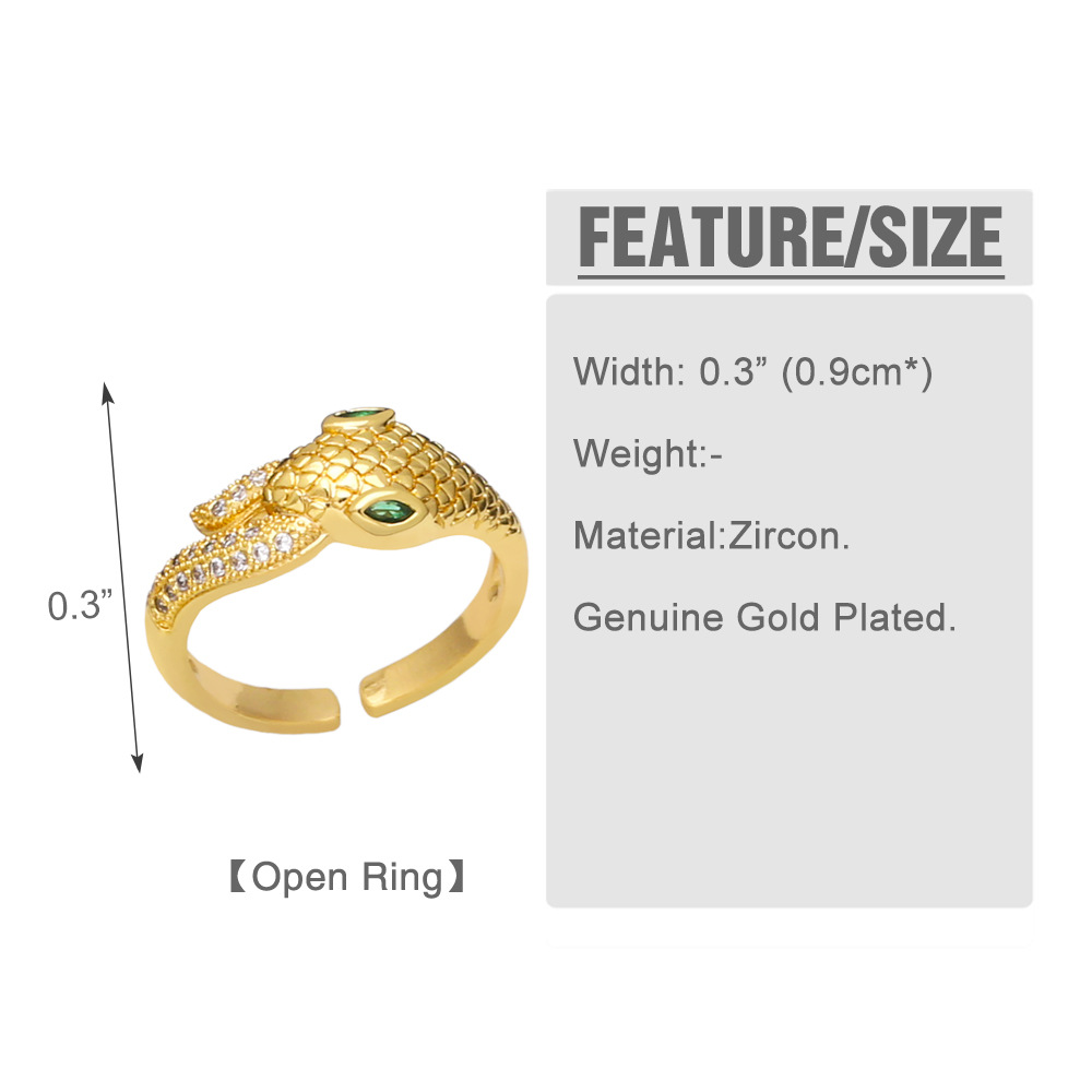 Fashion Micro-Inlaid Zircon Geometric Snake-Shaped Open Adjustable Ring