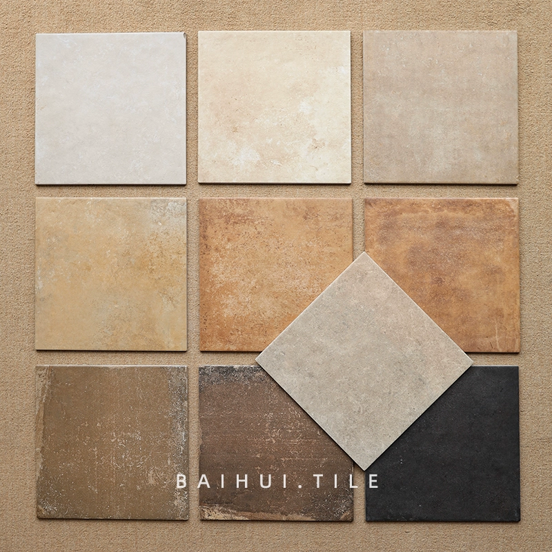 Коричневые матовые напольные плитки в средневековом стиле, старый ретро B&B в китайском стиле, старинное здание, ресторан во дворе, нескользящая антикварная плитка