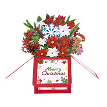 2025新款大号方盒圣诞摆台3D立体手工礼物跨境节日礼物一品红卡片