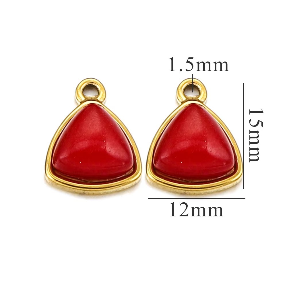 1 Piece Quantity 304 Stainless Steel, natural stone Material 1 Piece Hole 1~1.9mm 304 Stainless Steel Natural Stone Triangle Pendant