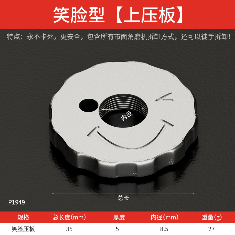 Placa de molino de ángulo de cubierta de un conjunto de placa de molino de ángulo de tipo flor de ciruela general de cuarta generación desmontable a mano sonriente