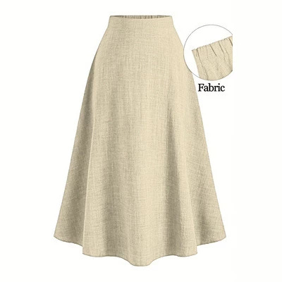 Women's Plus Size Elegant A-Line Solid Color Mid-Length Casual Skirt for All Seasons