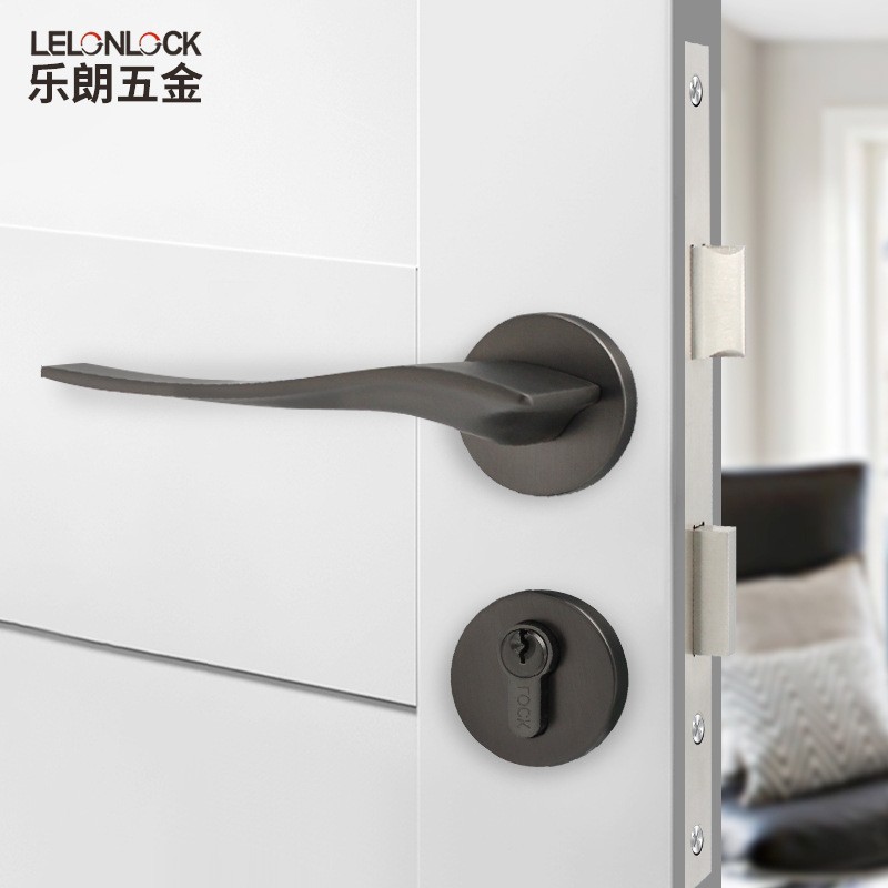 Le Lang personalizado dormitorio interior estándar europeo gris cerradura de puerta cerradura de puerta de baño separada cerradura de puerta de aleación de zinc silenciosa