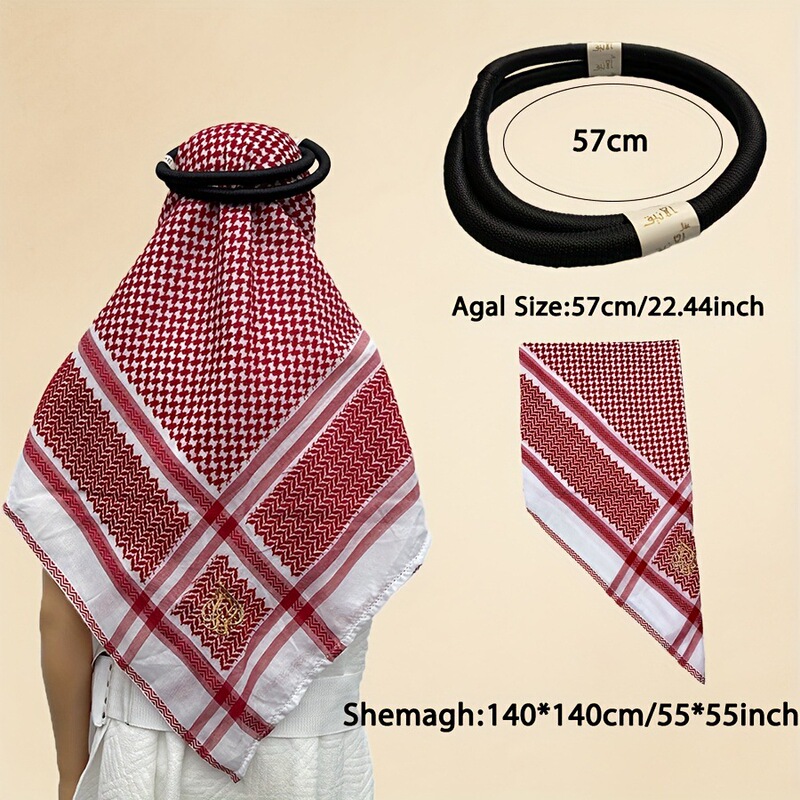 Cross-Border New Style Jacquard Gold-Edged Embroidered Headscarf and Square Scarf Two-Piece Set for Men