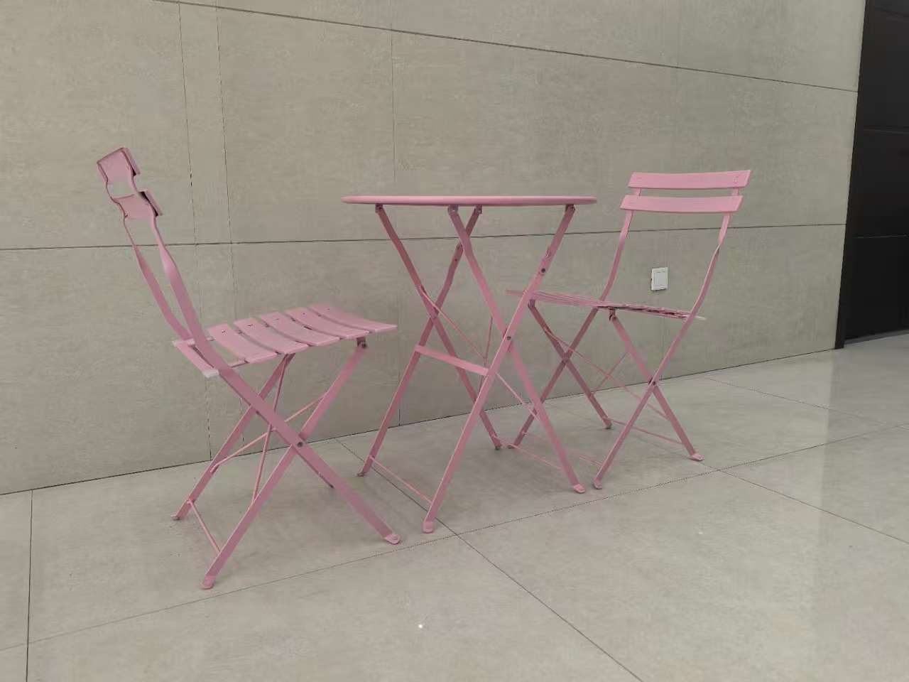 Mesa y silla plegables al aire libre balcón mesas de té ocio mesas y sillas de tres piezas patio exterior impermeable set de hierro forjado creativo