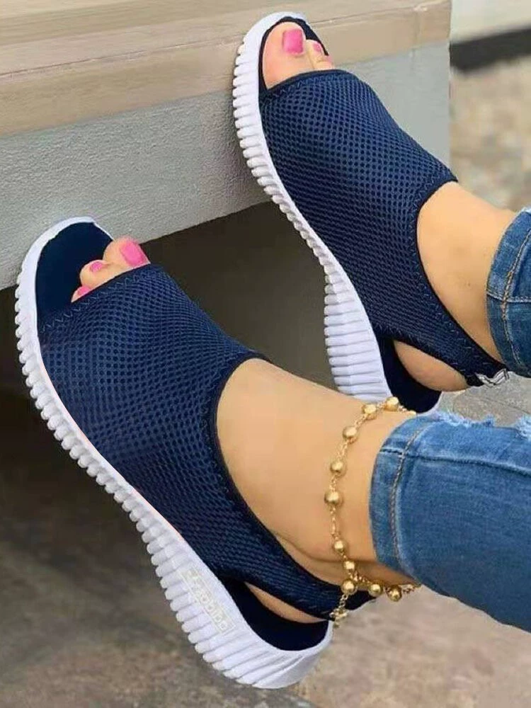 Summer knitted sandals platform, shoes, 2022, plus size