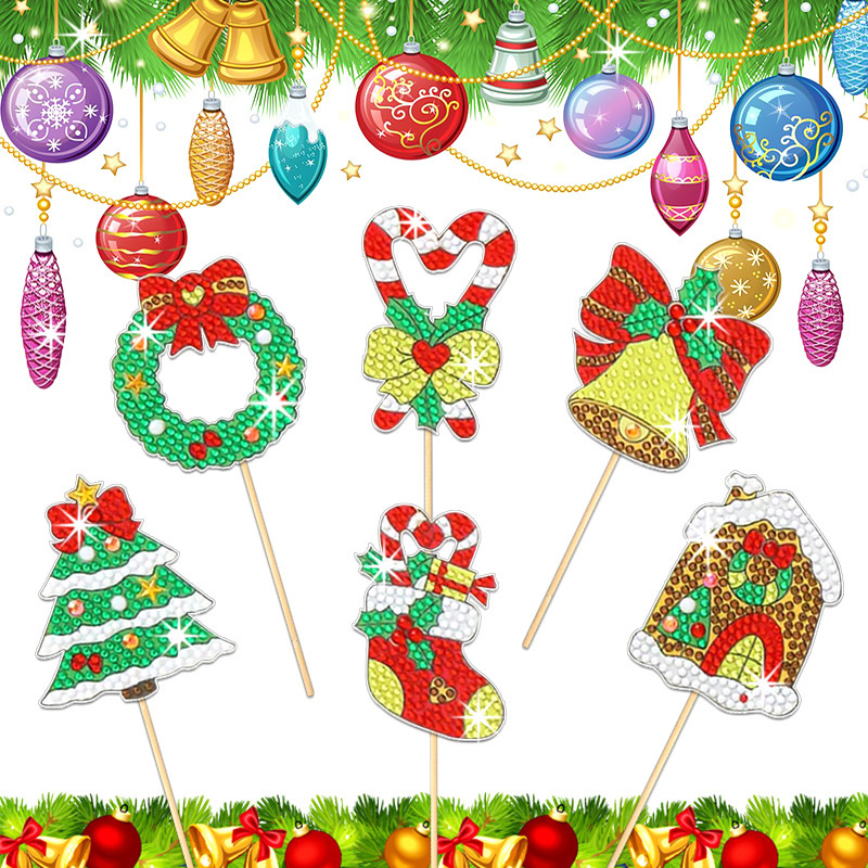 Estacas decorativas para macetas con diseño de flores para decoración de plantas en el hogar y escritorio, fabricante de estacas de jardín hechas a mano con pegatinas de diamantes DIY.