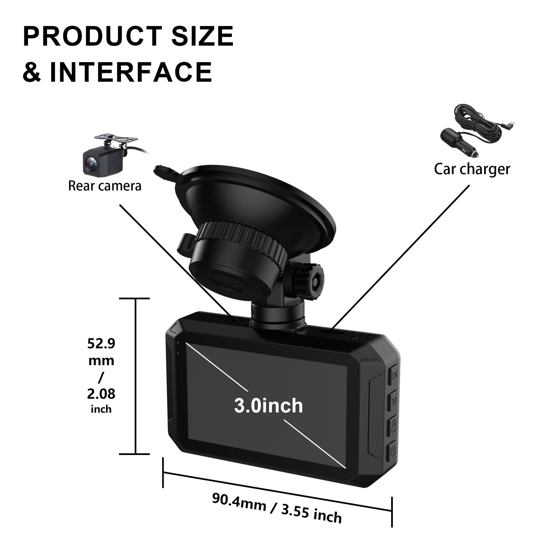Cross-border 4K Dual Front and Rear Recording Dash Cam 3inch IPS Screen WIFI Mobile Phone Connectivity Night Vision for Export