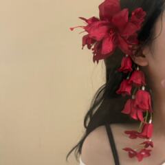 夏の赤いスズランの花タッセルヘアピン模擬花ハイエンドヘアアクセサリー頭飾り旅行写真撮影カモノハシクリップヘアピン
