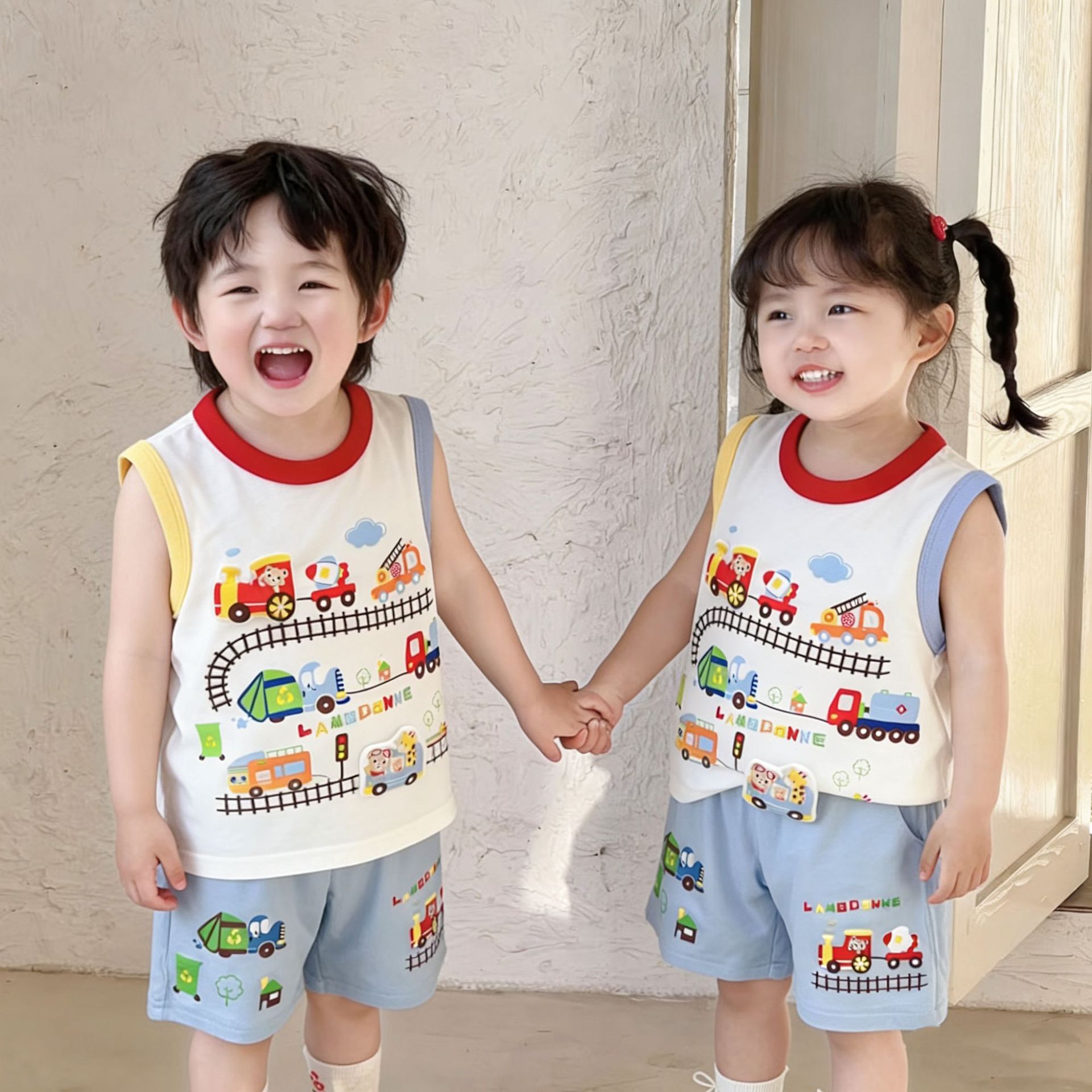 Children's Vest Set 2026 Summer New Children's Summer Clothing in Stock Thin Modal Short Sleeve Set for Boys