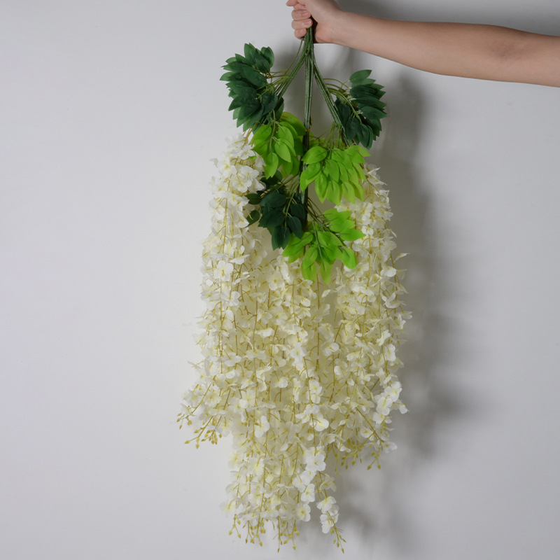 Flores de simulación 6 hojas de cifrado wisteria petal de feijano flor de arco de boda decoración de flores falsas de caña violeta