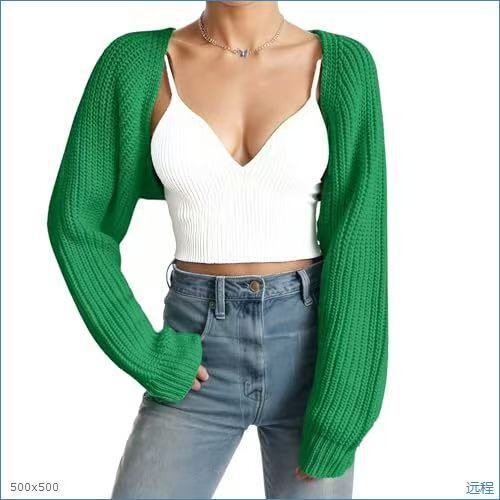 European and American Cross-Border Women's Fashion Sexy Off-Shoulder 2026 Summer New Loose Short Sweater Super Sweet Knitwear