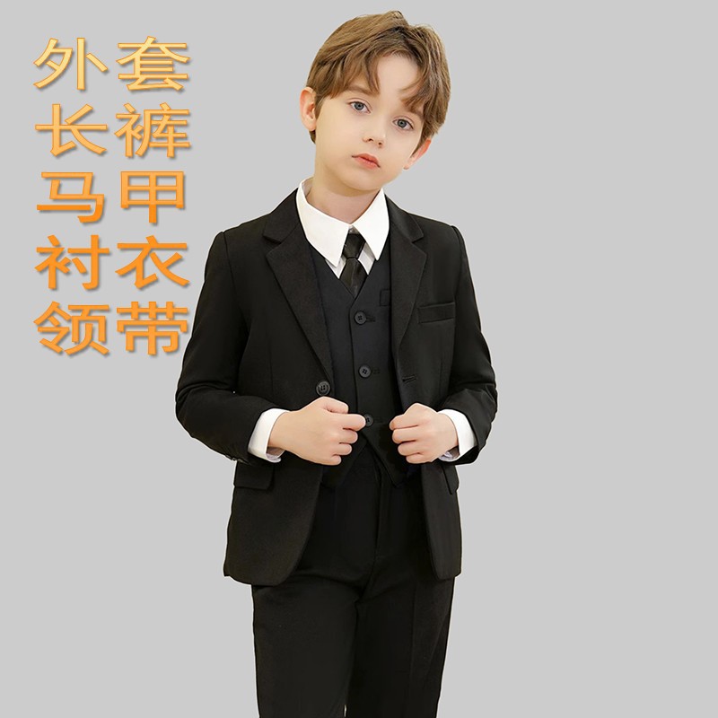 2024子供のスーツのスーツの男の子の小さい司会者のドレスの中で大きい子供のピアノの演服の花の子供の男の子のスーツ