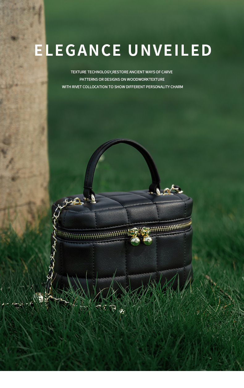 Elegante borsa a scatola in pelle trapuntata con tracolla a catena - Versatile borsa a tracolla e a spalla per donna_voghion.com