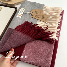 大格拼色新年红！重磅加厚羊毛混纺格子围巾女冬季英伦风经典百搭