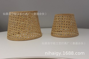Cross-border e-commerce European six-eye real Rattan woven table lamp E27E14 woven table lamp shade