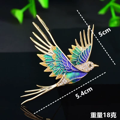 New Hot-Selling Enamel Bird Brooch, Light Luxury, High-End, Elegant and Exquisite Corsage, Personalized Pin to Prevent Exposure (Yaxa sancaqları) - blue-color