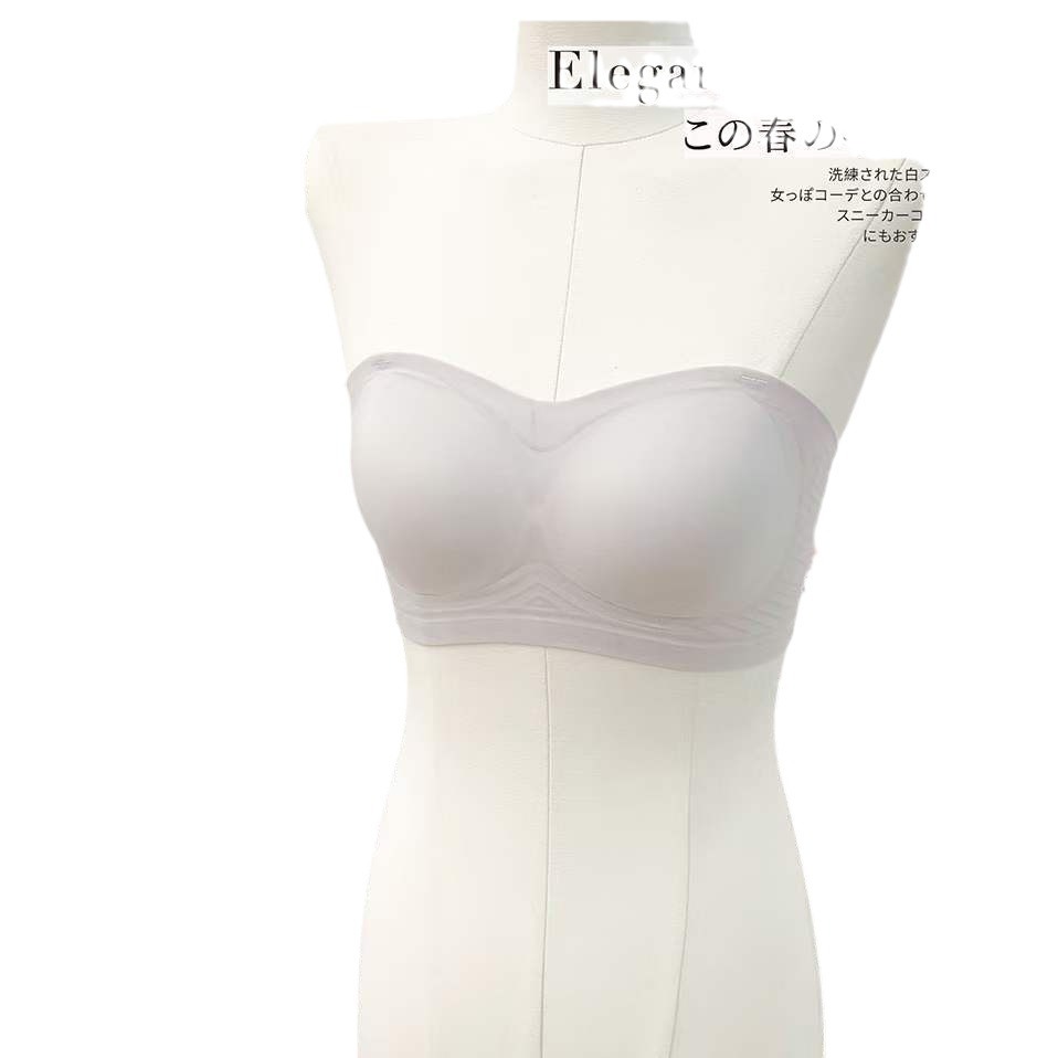 Verano sin cinturón de hombro ropa interior damas cómodas sin marcas sin anillo de acero sujetador pequeño pecho reunido antideslizante soporte superior sujetador invisible